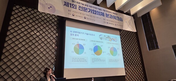 ▲아주대 융복합의료제품 촉진지원센터 유경남 박사가 기술수요조사 결과를 브리핑하고 있다.