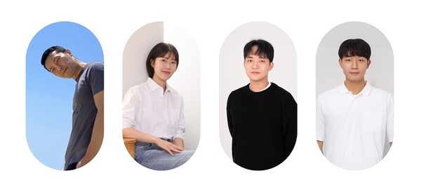 ▲(왼쪽부터) 박현준 교수, 강은주 석사과정, 김재성 석사과정(입학예정), 김민수 학사과정(사진=카이스트)