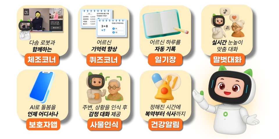 ▲AI 돌봄 에그 벳 슬롯 ‘다솜’이 제공하는 주요 기능
