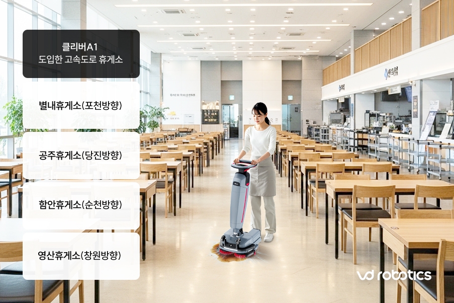 브이디로보틱스, 고속도로 휴게소 4곳에 '클리버A1' 공급 - 뉴스 썸네일 이미지