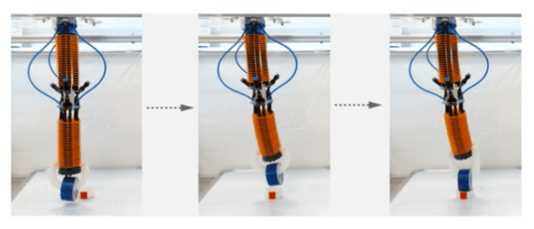 ▲무게 160g의 소프트 카지노 슬롯 머신 팔은 37.2g의 소프트 그리퍼를 장착한 상태에서 56.4g 물체를 집어 옮기는 피킹 앤 플레이스 작업을 수행한다. 카지노 슬롯 머신 팔은 물체를 잡고 들어 올린 뒤 원하는 위치로 옮기는 과정에서 부드럽게 굽혀지며 제어된 움직임을 보였다.