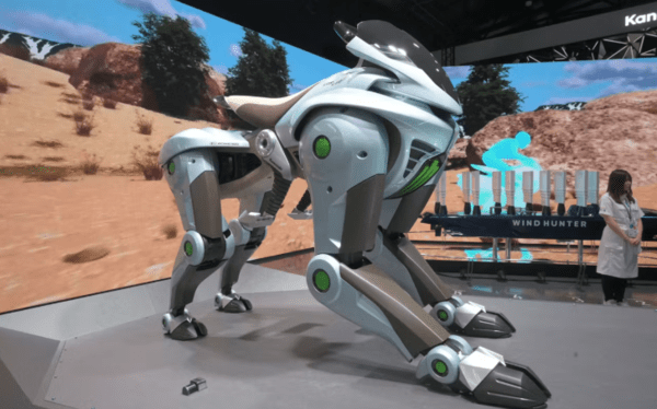 ▲가와사키중공업이 2025년 오사카·간사이 엑스포에서 선보인 4족 보행 지니카지노 '코레오'(사진=오사카시)