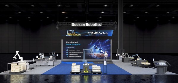 ▲미국 시카고에서 열리는 ‘오토메이트(Automate) 2026)에 참가하는 두산아시아365 부스 랜더링 이미지. (사진=두산아시아365)